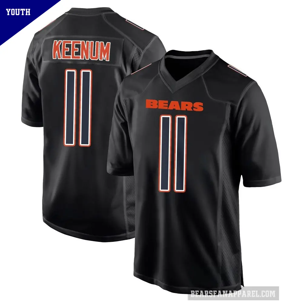 Youth Chicago Bears ＃11 Case Keenum Black Game Carbon Fashion Jersey
