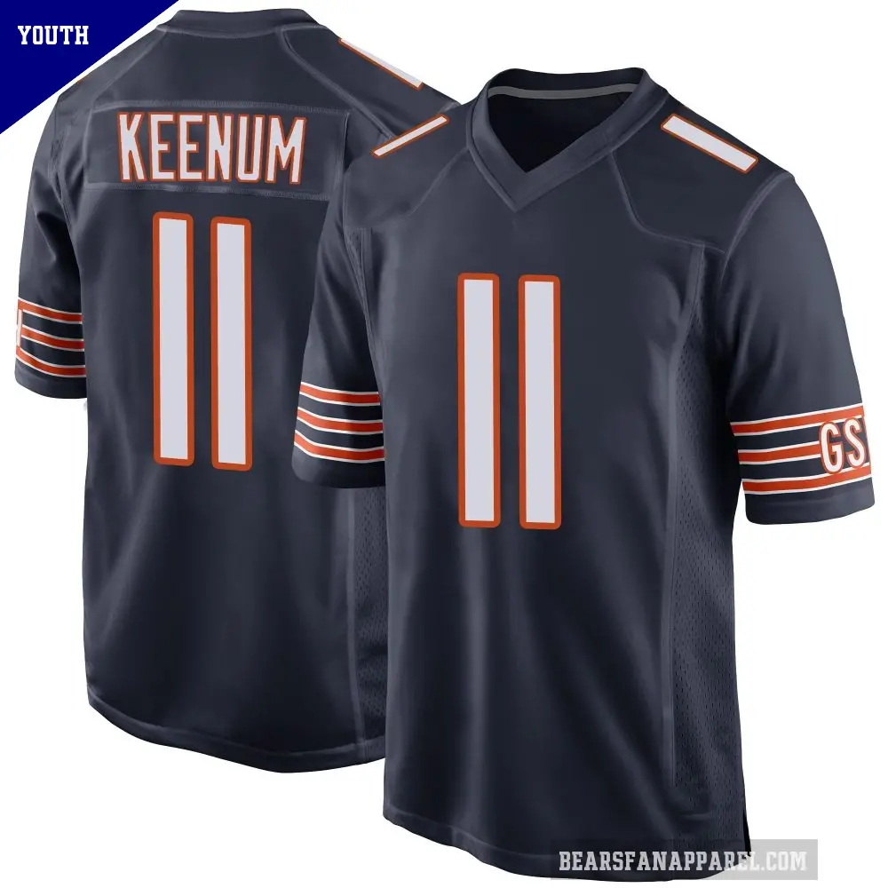 Youth Chicago Bears ＃11 Case Keenum Navy Game Team Color Jersey
