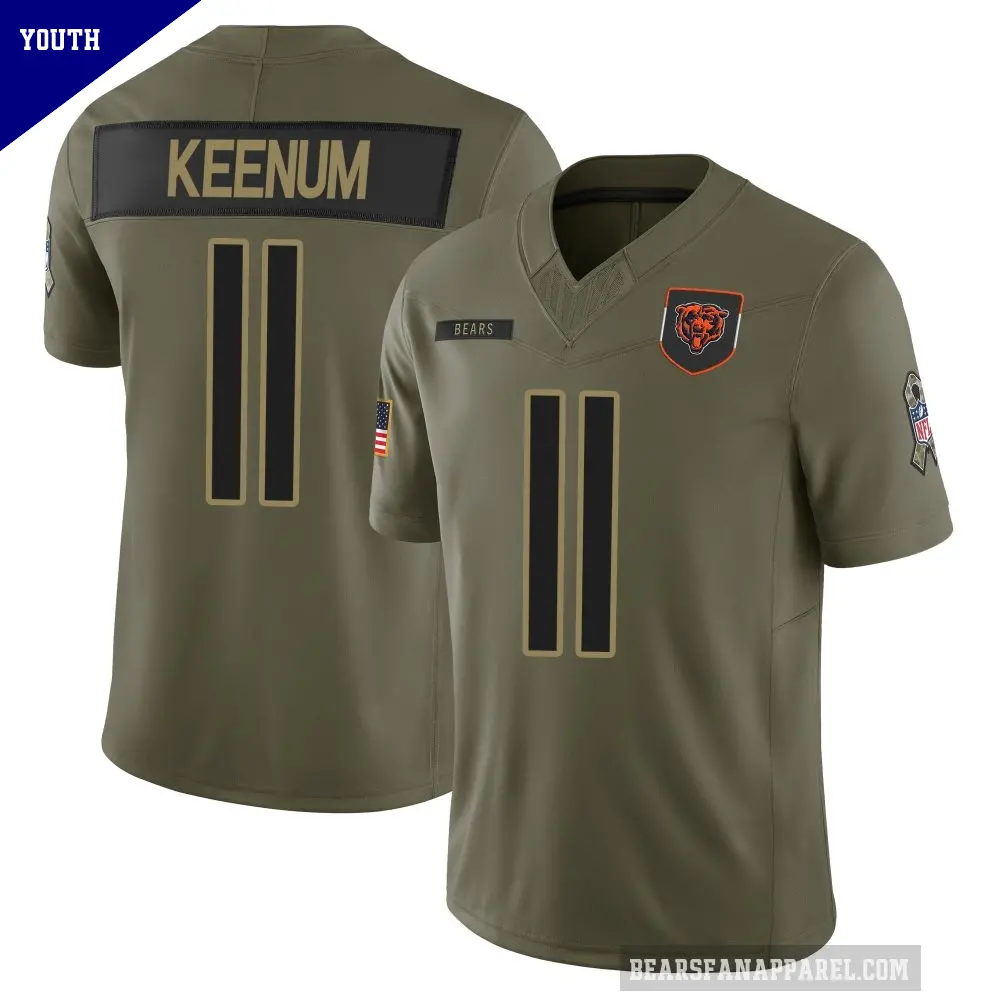 Youth Chicago Bears ＃11 Case Keenum Olive Limited 2025 Salute to Service Jersey