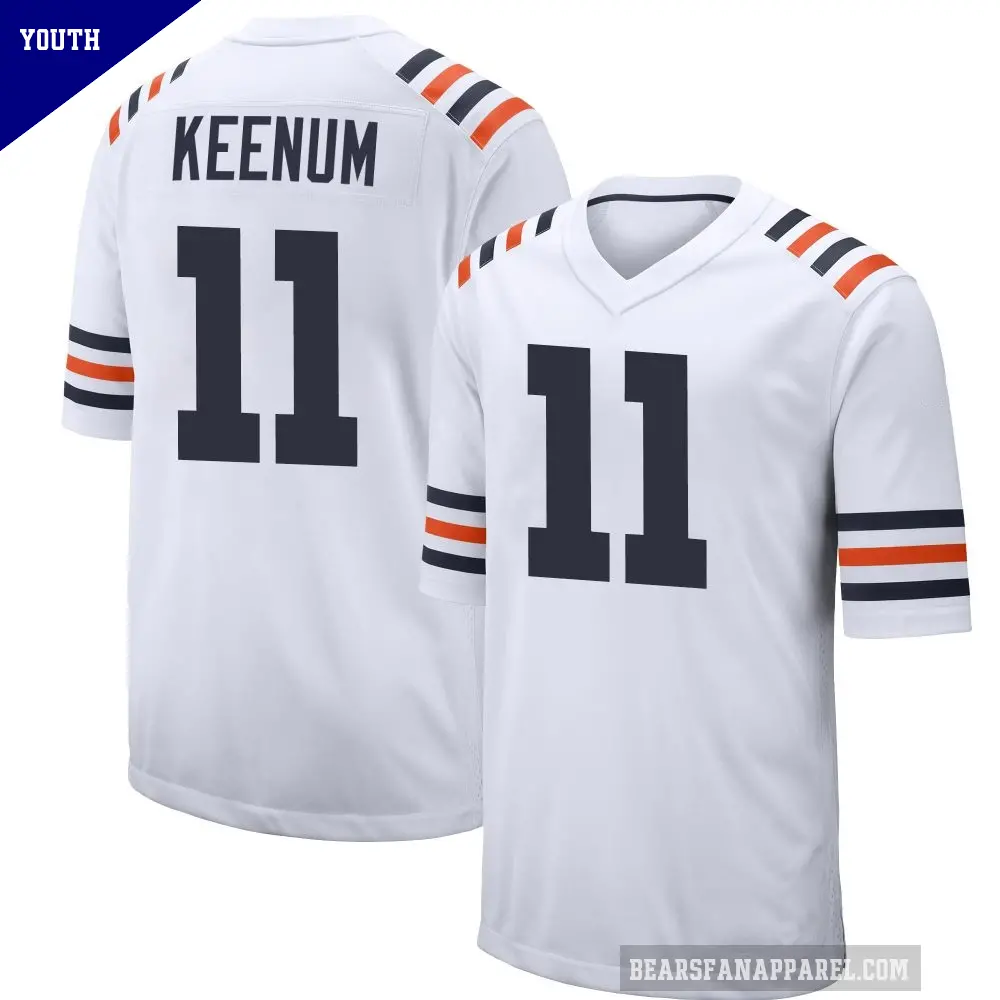 Youth Chicago Bears ＃11 Case Keenum White Game Alternate Classic Jersey