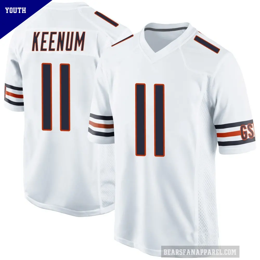 Youth Chicago Bears ＃11 Case Keenum White Game Jersey