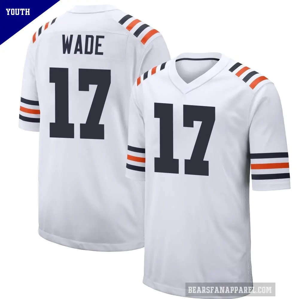Youth Chicago Bears ＃17 Barrington Wade White Game Alternate Classic Jersey