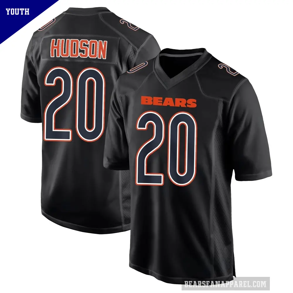 Youth Chicago Bears ＃20 Kyron Hudson Black Game Carbon Fashion Jersey