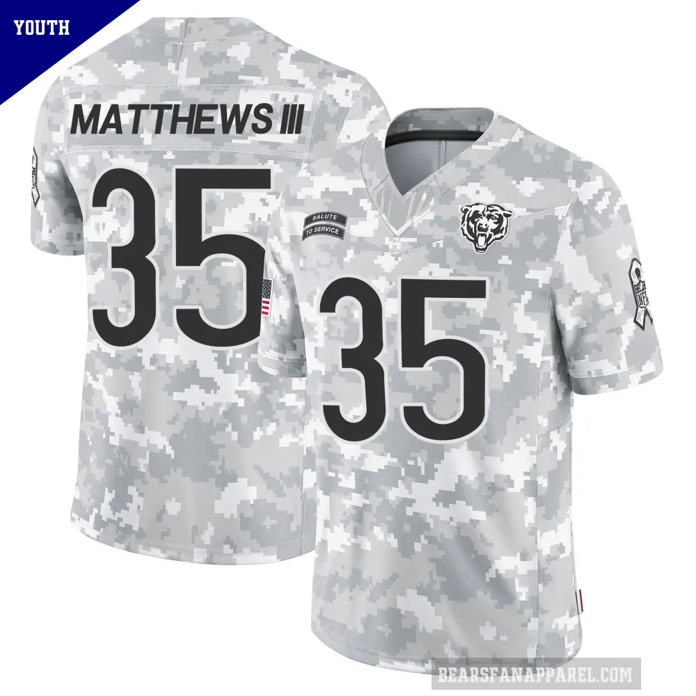 Youth Chicago Bears ＃35 Wayne Matthews III Arctic Camo Limited 2024 Salute to Service Jersey