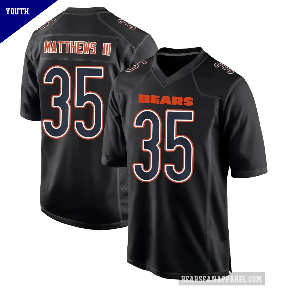 Youth Chicago Bears ＃35 Wayne Matthews III Black Game Carbon Fashion Jersey