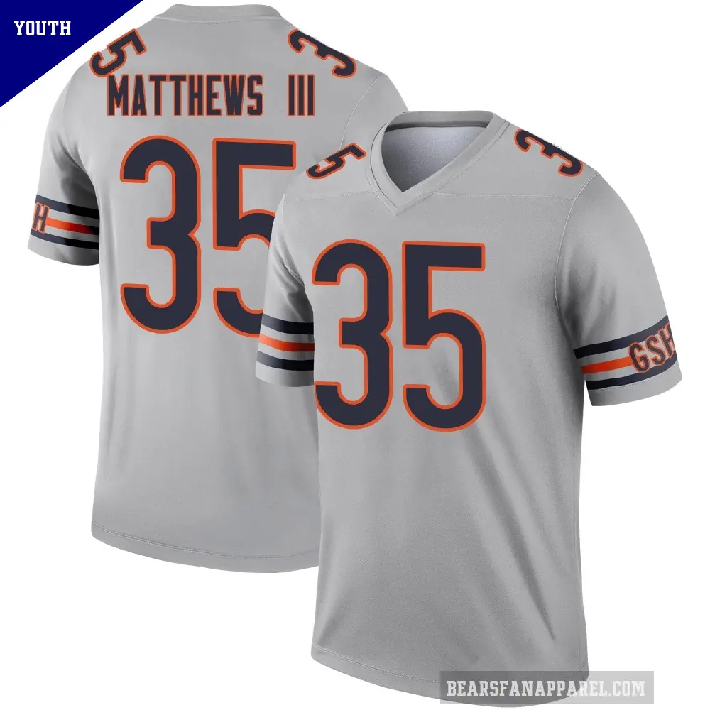 Youth Chicago Bears ＃35 Wayne Matthews III Legend Inverted Silver Jersey