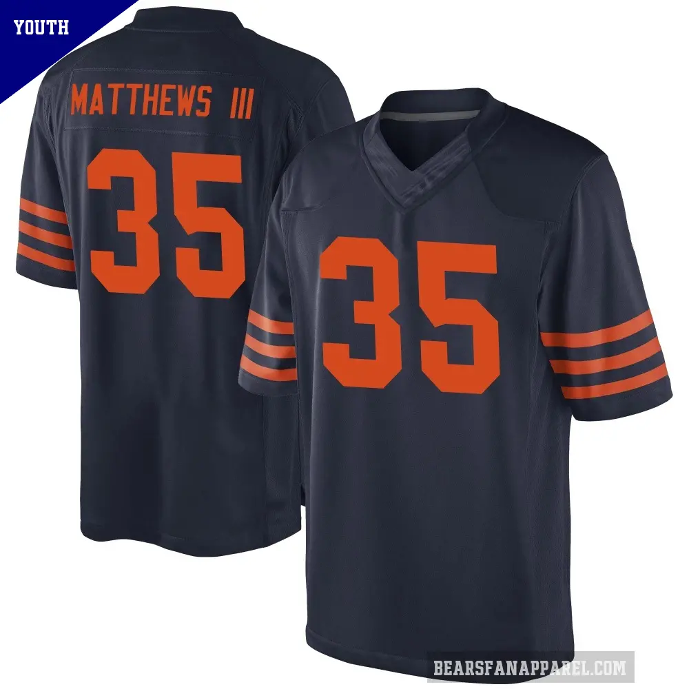 Youth Chicago Bears ＃35 Wayne Matthews III Navy Blue Game Alternate Jersey