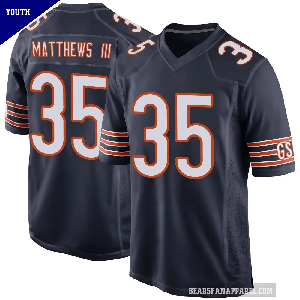 Youth Chicago Bears ＃35 Wayne Matthews III Navy Game Team Color Jersey