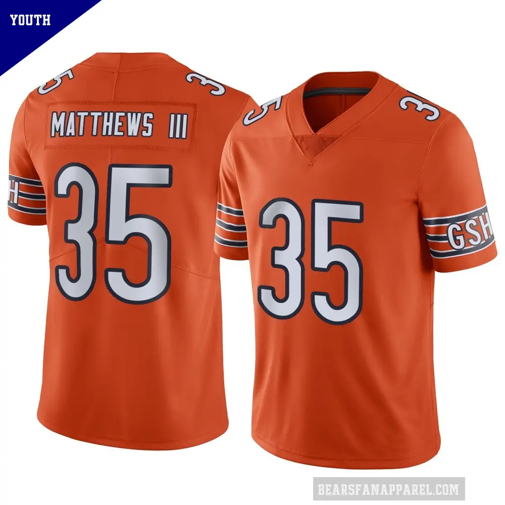 Youth Chicago Bears ＃35 Wayne Matthews III Orange Limited Alternate Vapor Jersey