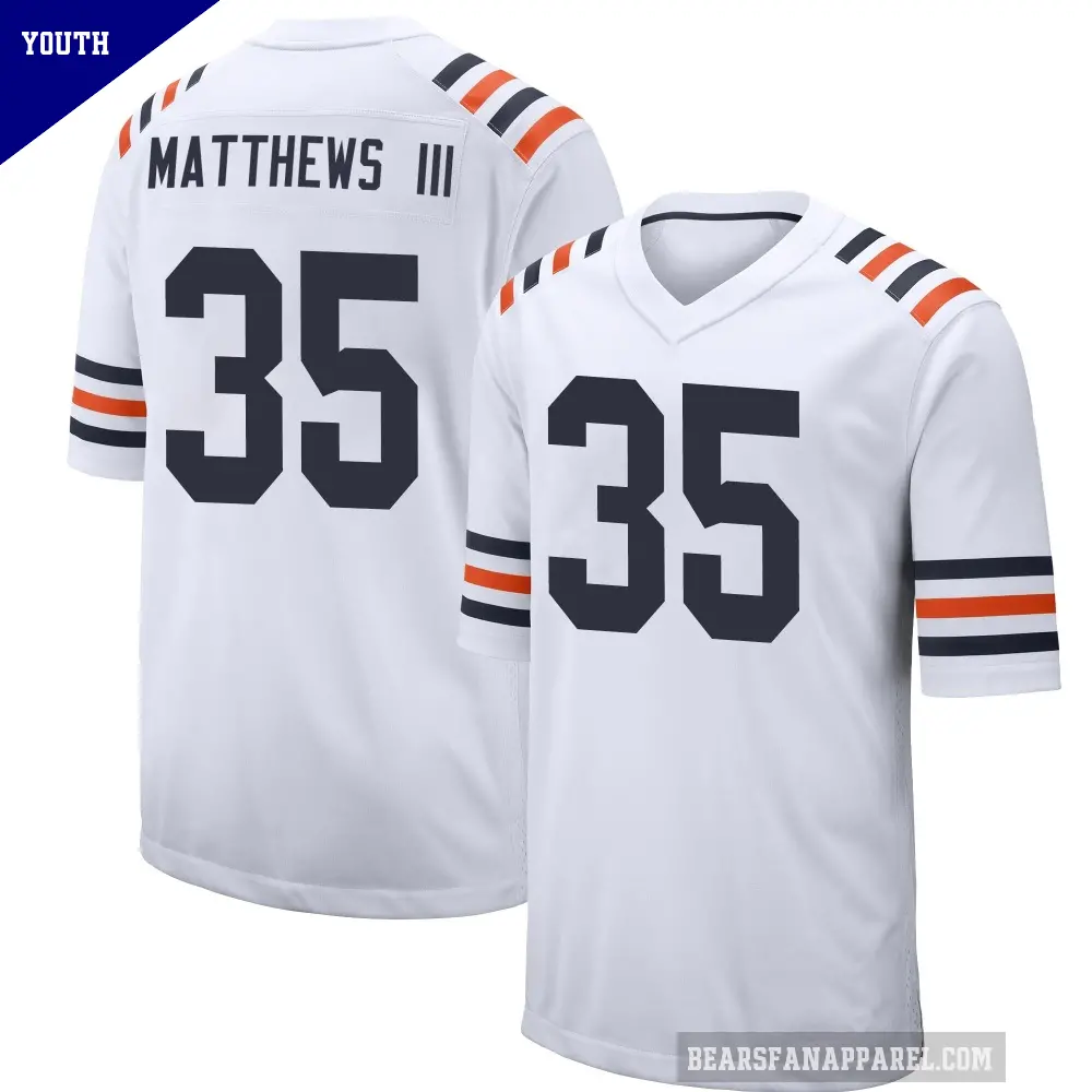 Youth Chicago Bears ＃35 Wayne Matthews III White Game Alternate Classic Jersey