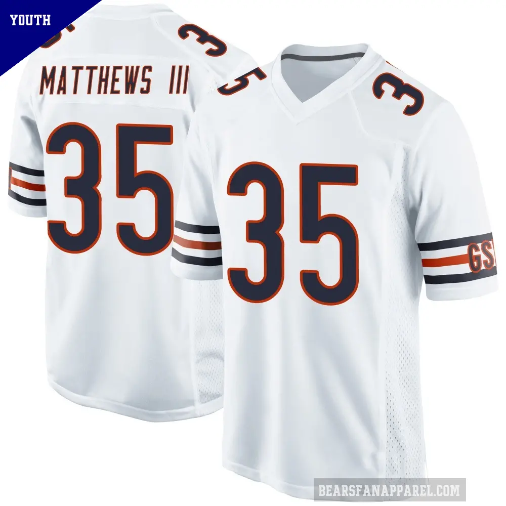 Youth Chicago Bears ＃35 Wayne Matthews III White Game Jersey