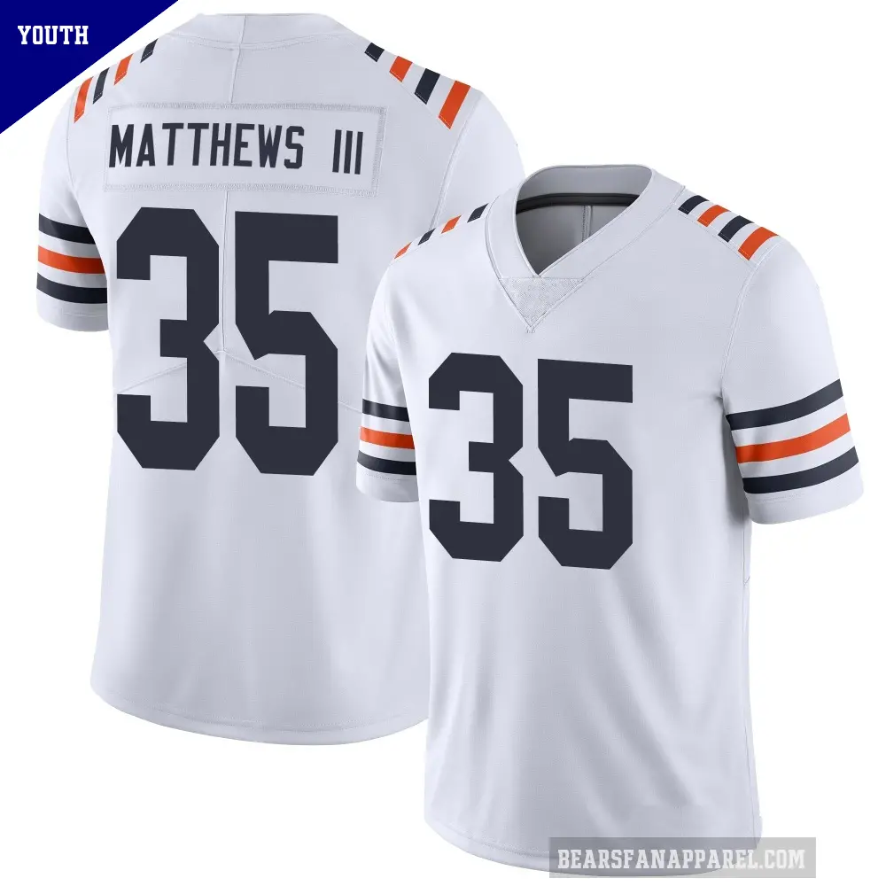 Youth Chicago Bears ＃35 Wayne Matthews III White Limited Alternate Classic Vapor Jersey