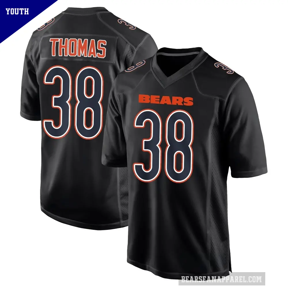 Youth Chicago Bears ＃38 Skyler Thomas Black Game Carbon Fashion Jersey