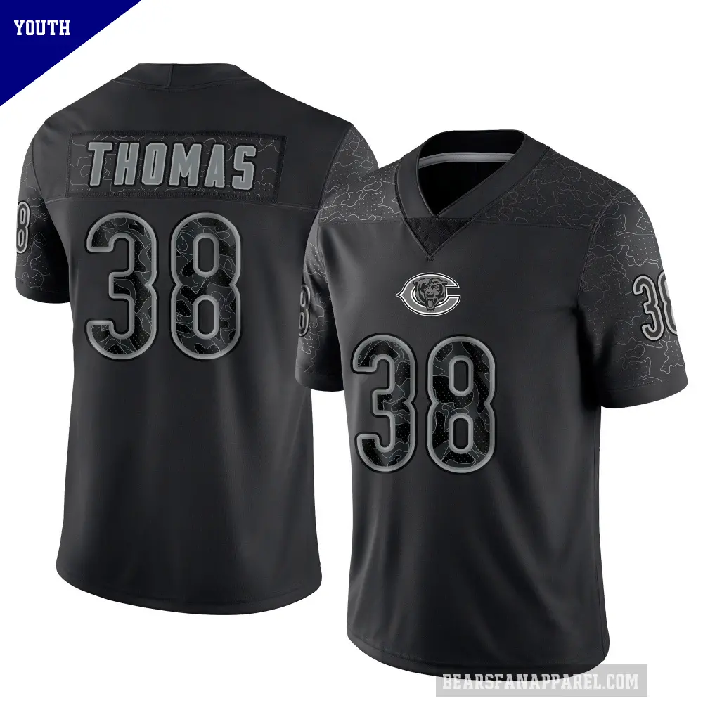 Youth Chicago Bears ＃38 Skyler Thomas Black Limited Reflective Jersey