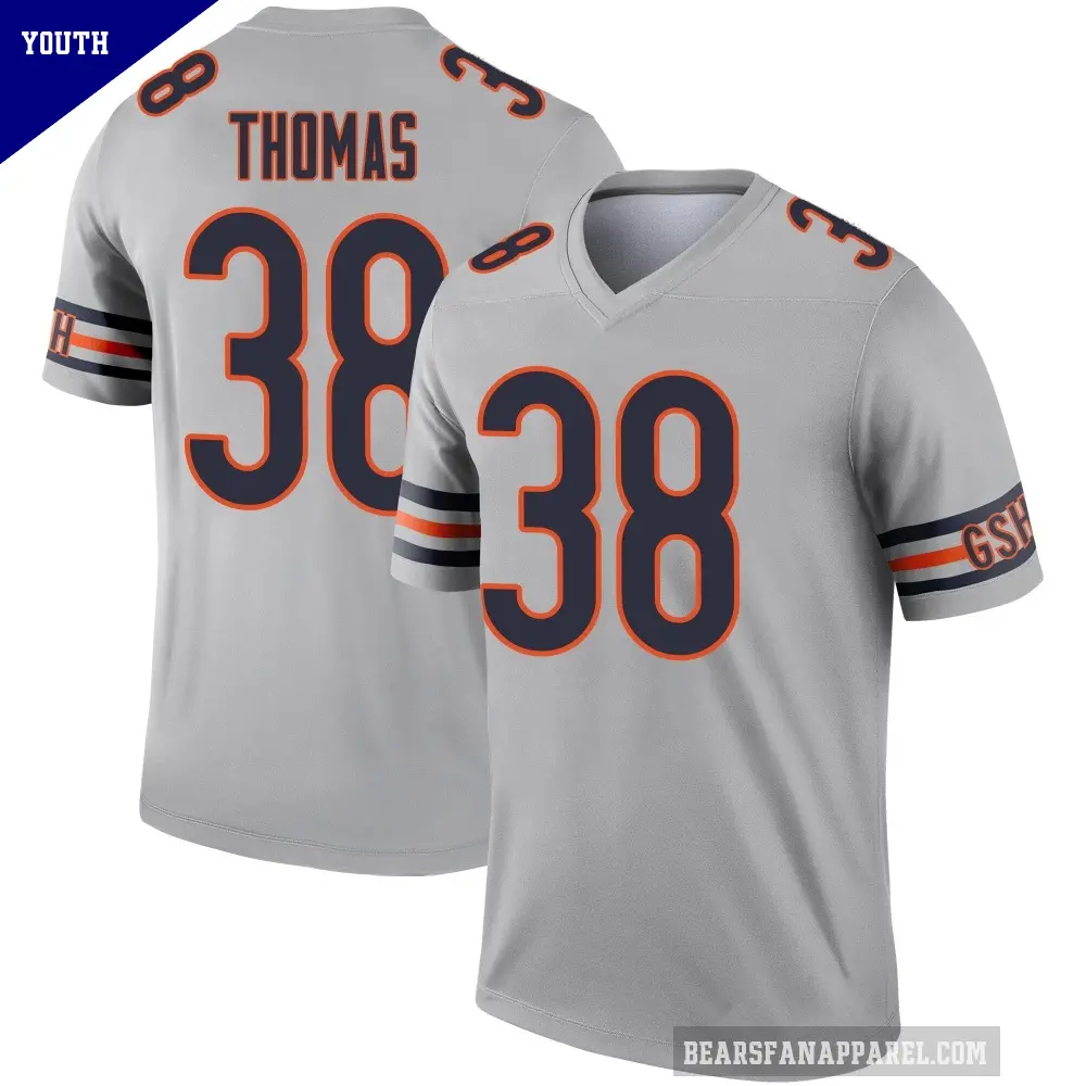 Youth Chicago Bears ＃38 Skyler Thomas Legend Inverted Silver Jersey