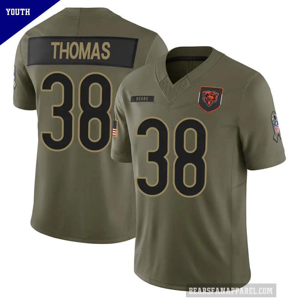 Youth Chicago Bears ＃38 Skyler Thomas Olive Limited 2025 Salute to Service Jersey