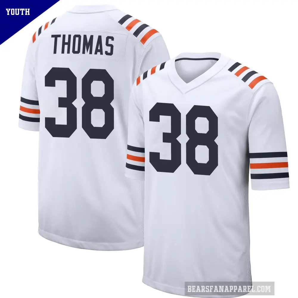Youth Chicago Bears ＃38 Skyler Thomas White Game Alternate Classic Jersey