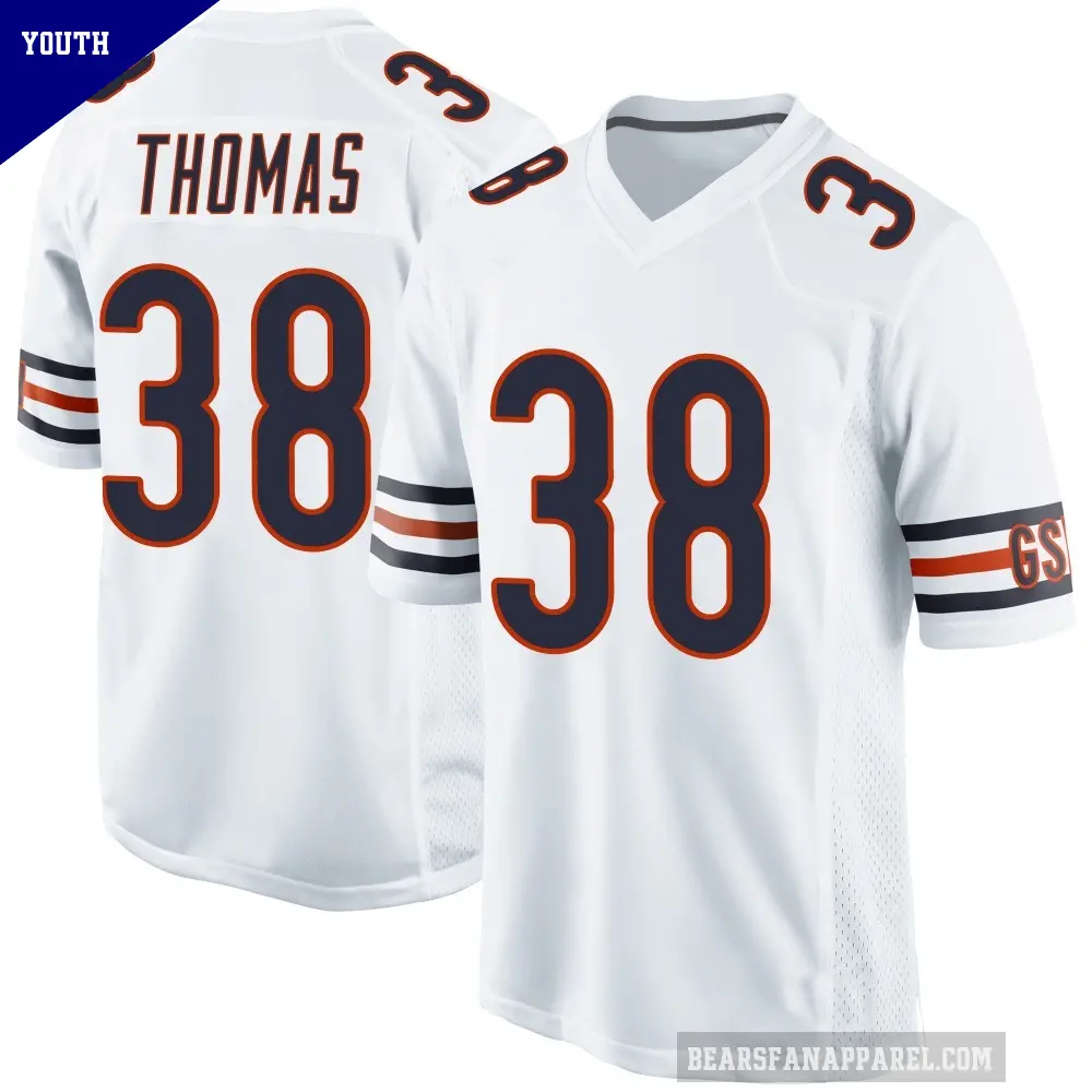 Youth Chicago Bears ＃38 Skyler Thomas White Game Jersey