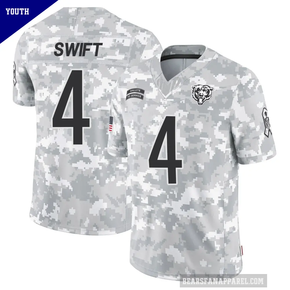 Youth Chicago Bears ＃4 D'Andre Swift Arctic Camo Limited 2024 Salute to Service Jersey
