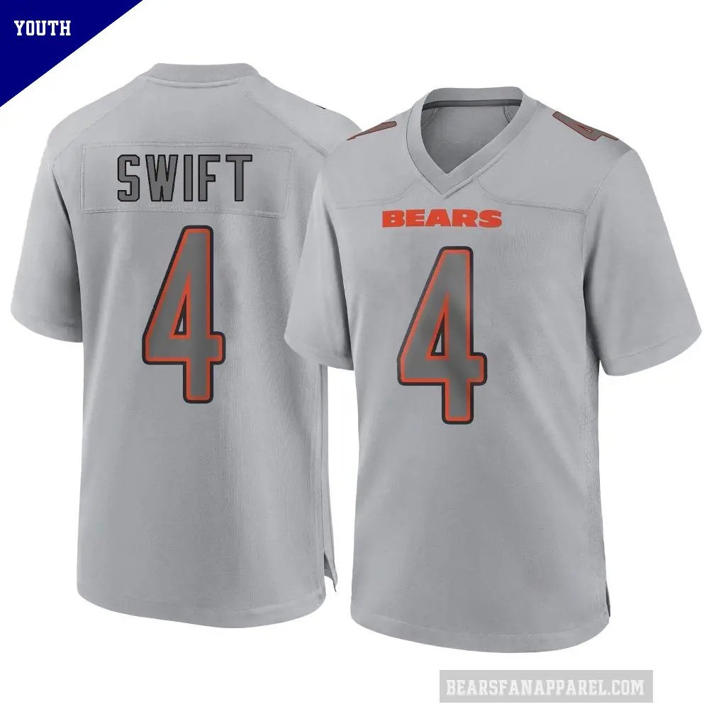 Youth Chicago Bears ＃4 D'Andre Swift Gray Game Atmosphere Fashion Jersey