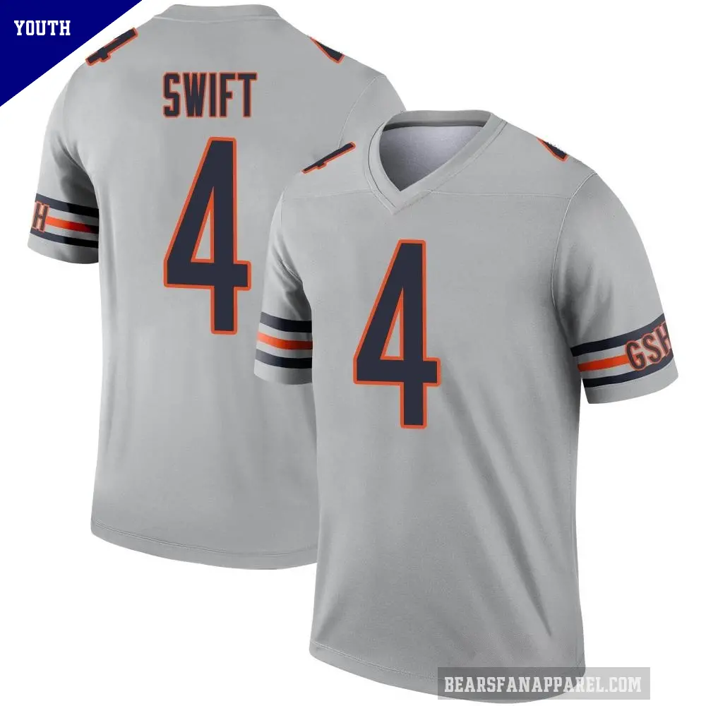 Youth Chicago Bears ＃4 D'Andre Swift Legend Inverted Silver Jersey