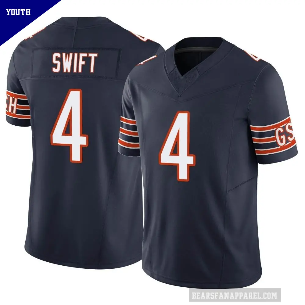 Youth Chicago Bears ＃4 D'Andre Swift Navy Limited Vapor F.U.S.E. Jersey