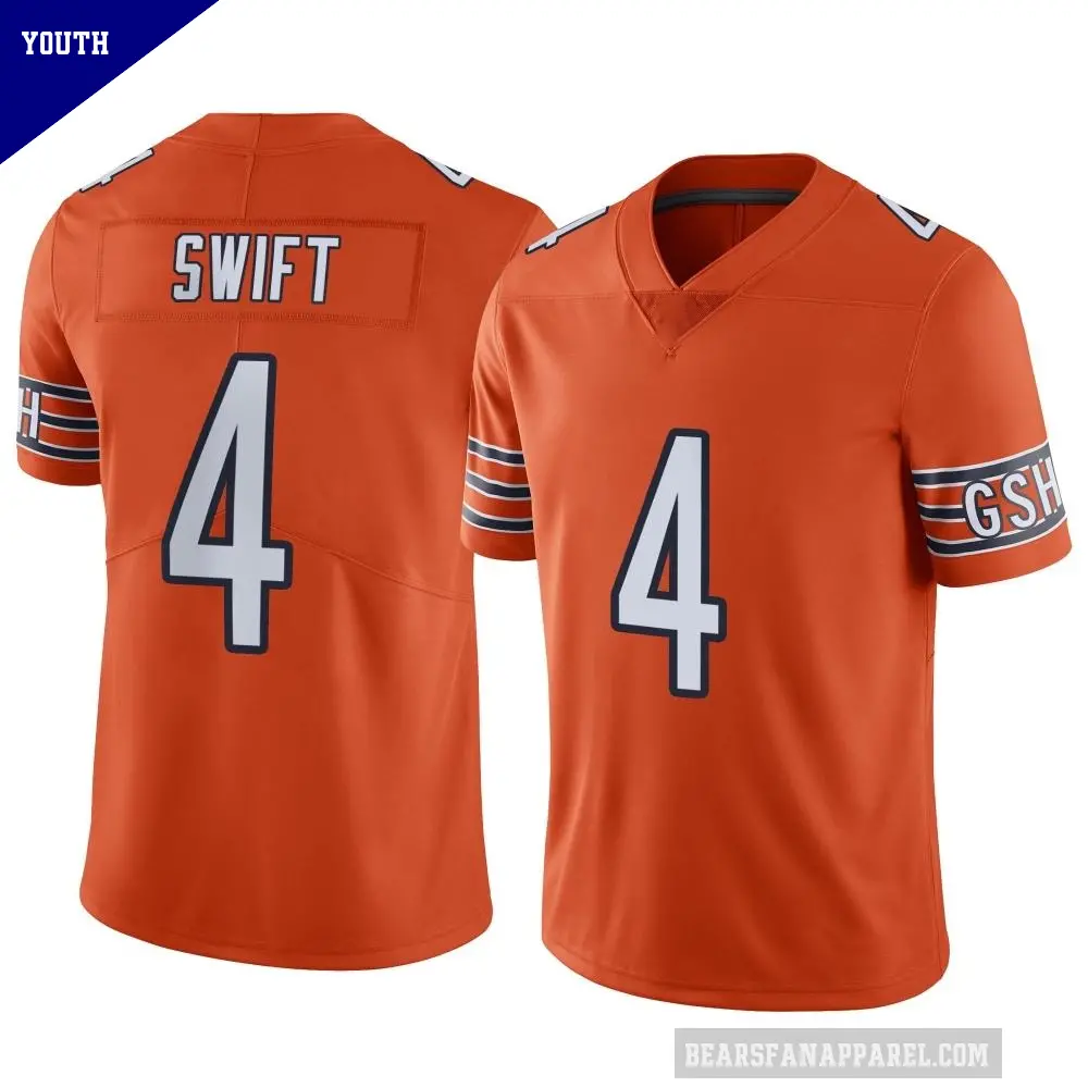 Youth Chicago Bears ＃4 D'Andre Swift Orange Limited Alternate Vapor Jersey