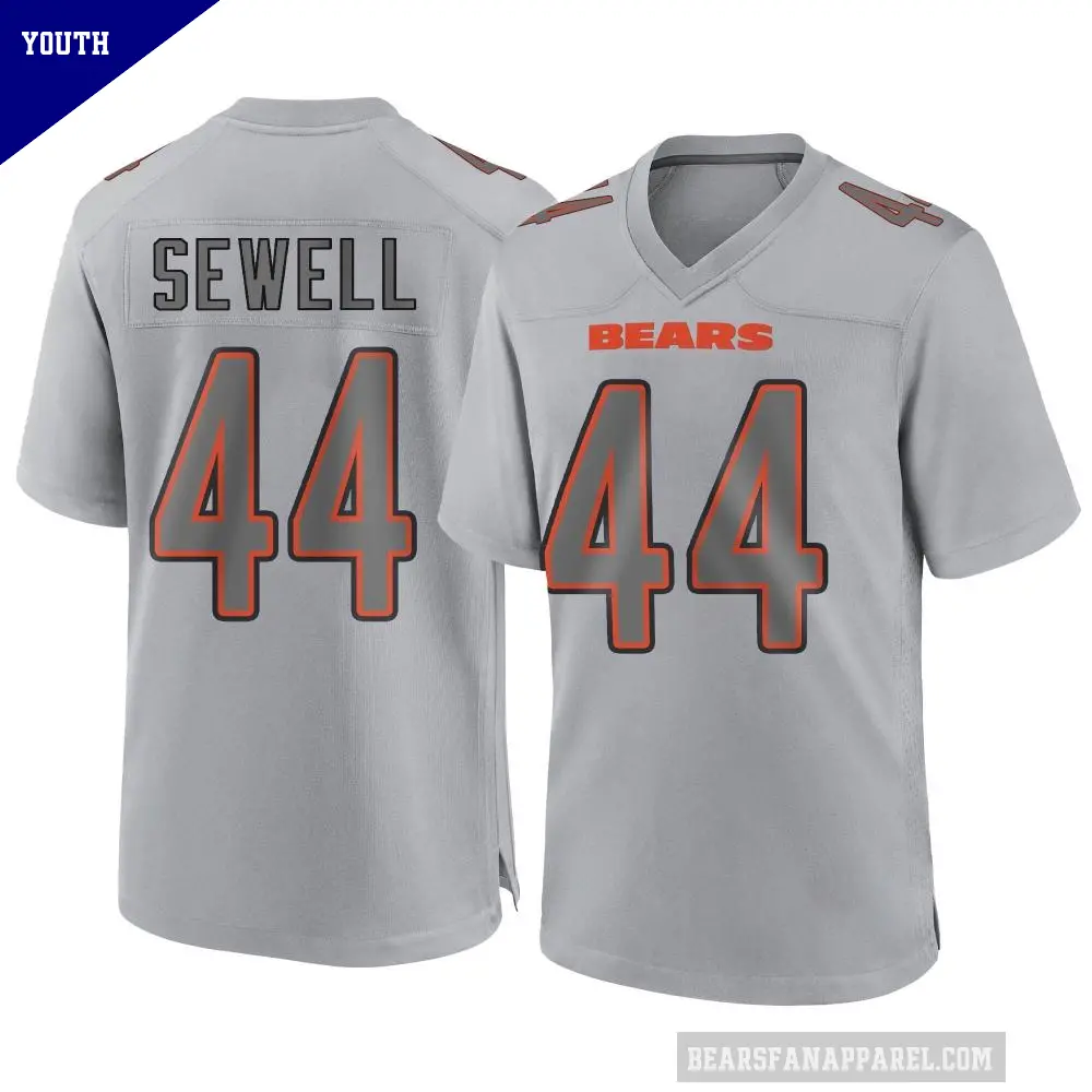 Youth Chicago Bears ＃44 Noah Sewell Gray Game Atmosphere Fashion Jersey