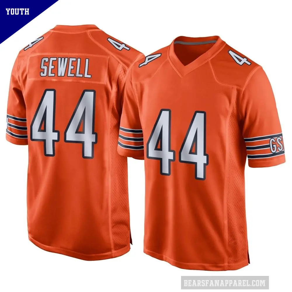 Youth Chicago Bears ＃44 Noah Sewell Orange Game Alternate Jersey