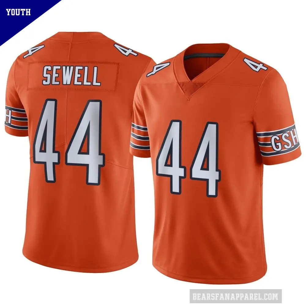 Youth Chicago Bears ＃44 Noah Sewell Orange Limited Alternate Vapor Jersey