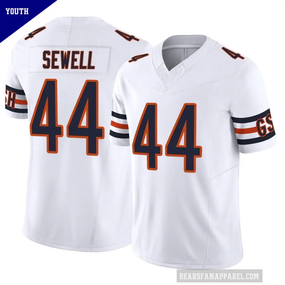Youth Chicago Bears ＃44 Noah Sewell White Limited Vapor F.U.S.E. Jersey