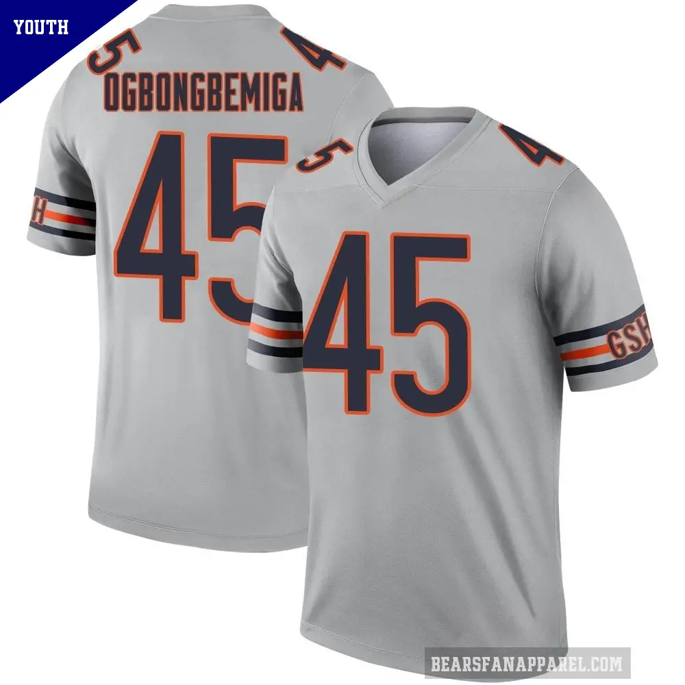 Youth Chicago Bears ＃45 Amen Ogbongbemiga Legend Inverted Silver Jersey