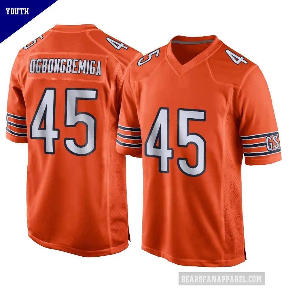 Youth Chicago Bears ＃45 Amen Ogbongbemiga Orange Game Alternate Jersey