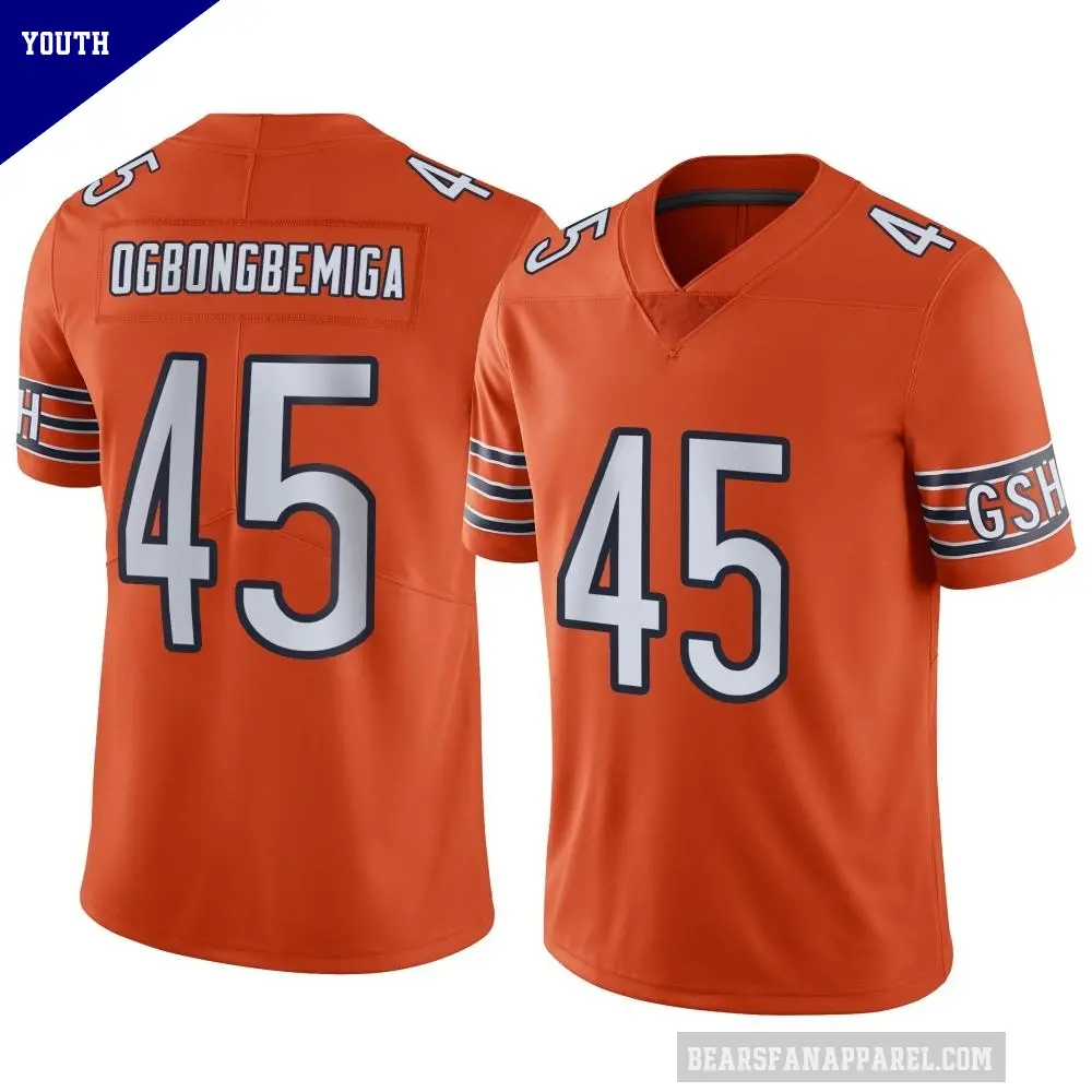 Youth Chicago Bears ＃45 Amen Ogbongbemiga Orange Limited Alternate Vapor Jersey