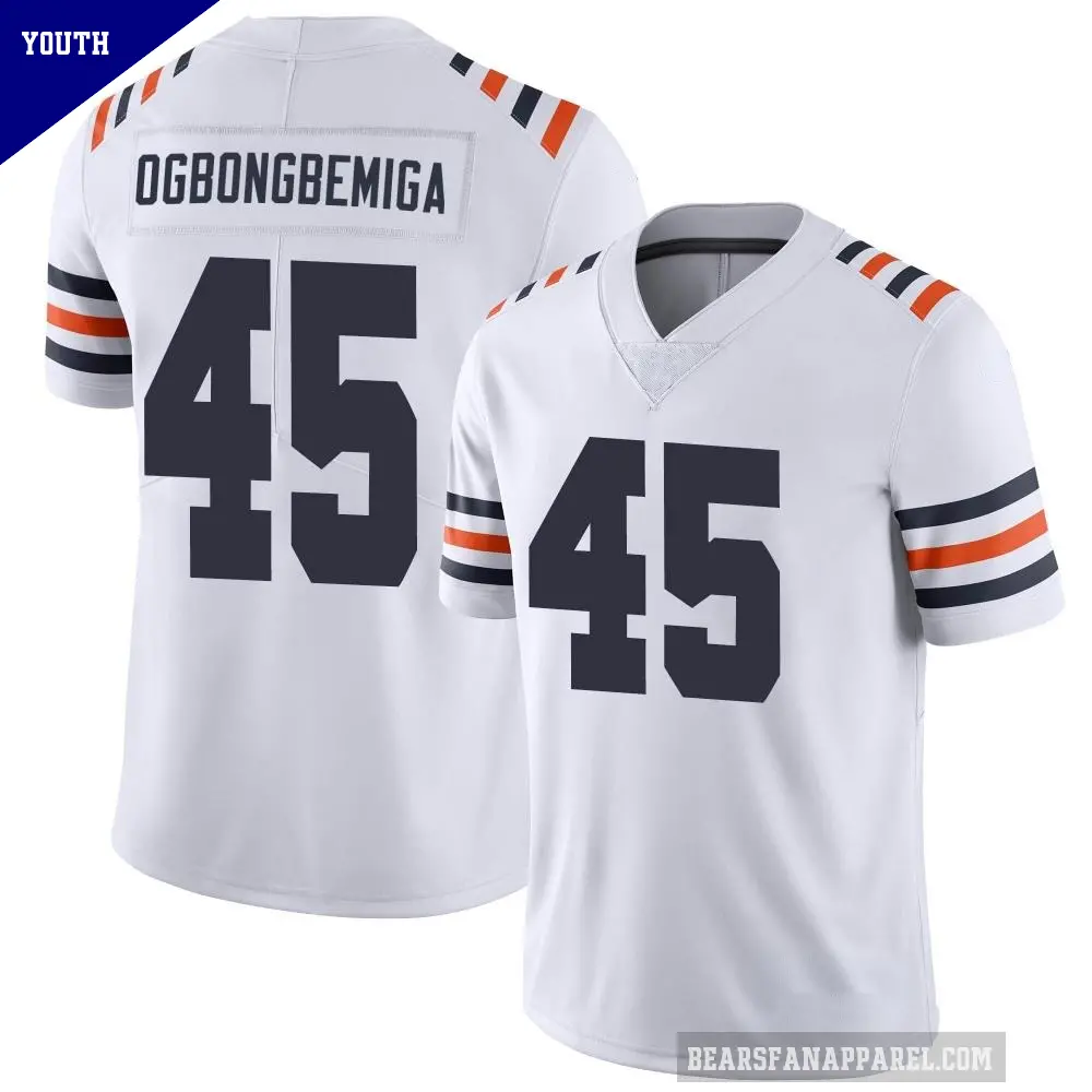 Youth Chicago Bears ＃45 Amen Ogbongbemiga White Limited Alternate Classic Vapor Jersey