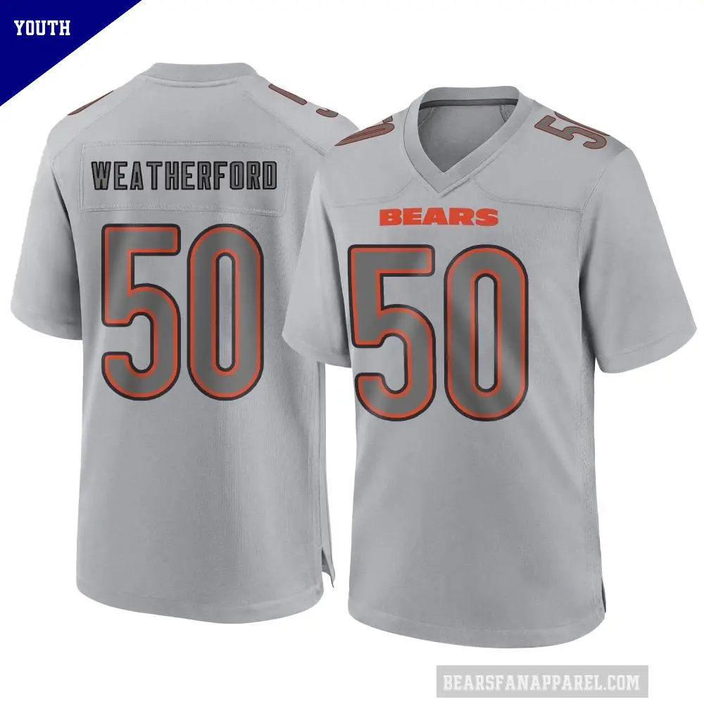 Youth Chicago Bears ＃50 Sterling Weatherford Gray Game Atmosphere Fashion Jersey