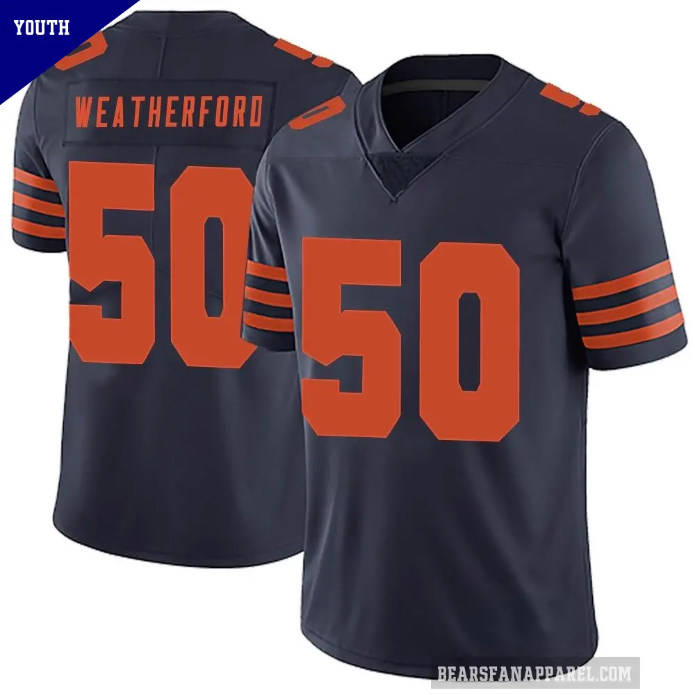 Youth Chicago Bears ＃50 Sterling Weatherford Navy Blue Limited Alternate Vapor Untouchable Jersey
