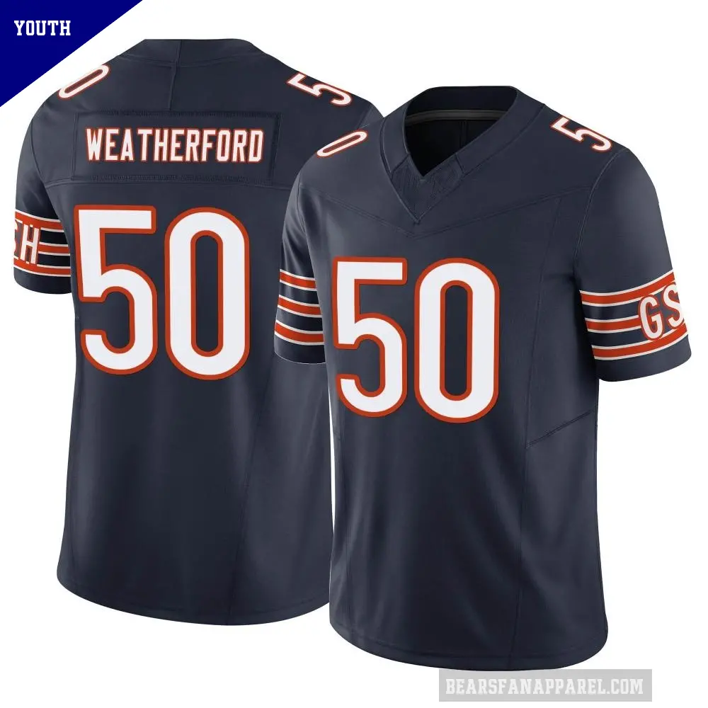 Youth Chicago Bears ＃50 Sterling Weatherford Navy Limited Vapor F.U.S.E. Jersey