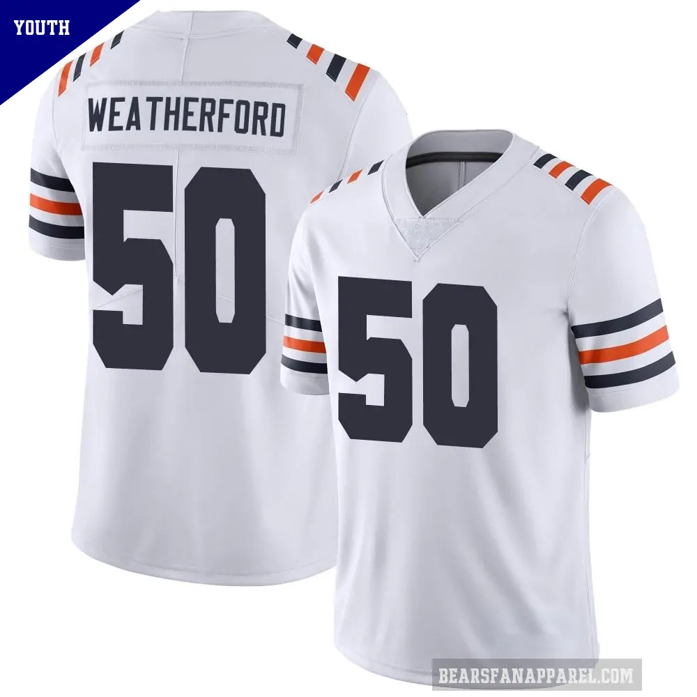 Youth Chicago Bears ＃50 Sterling Weatherford White Limited Alternate Classic Vapor Jersey