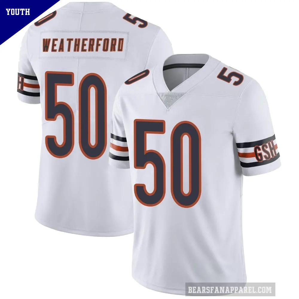 Youth Chicago Bears ＃50 Sterling Weatherford White Limited Vapor Untouchable Jersey