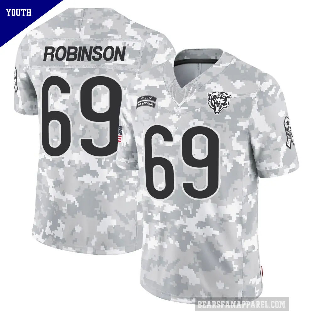 Youth Chicago Bears ＃69 Jereme Robinson Arctic Camo Limited 2024 Salute to Service Jersey