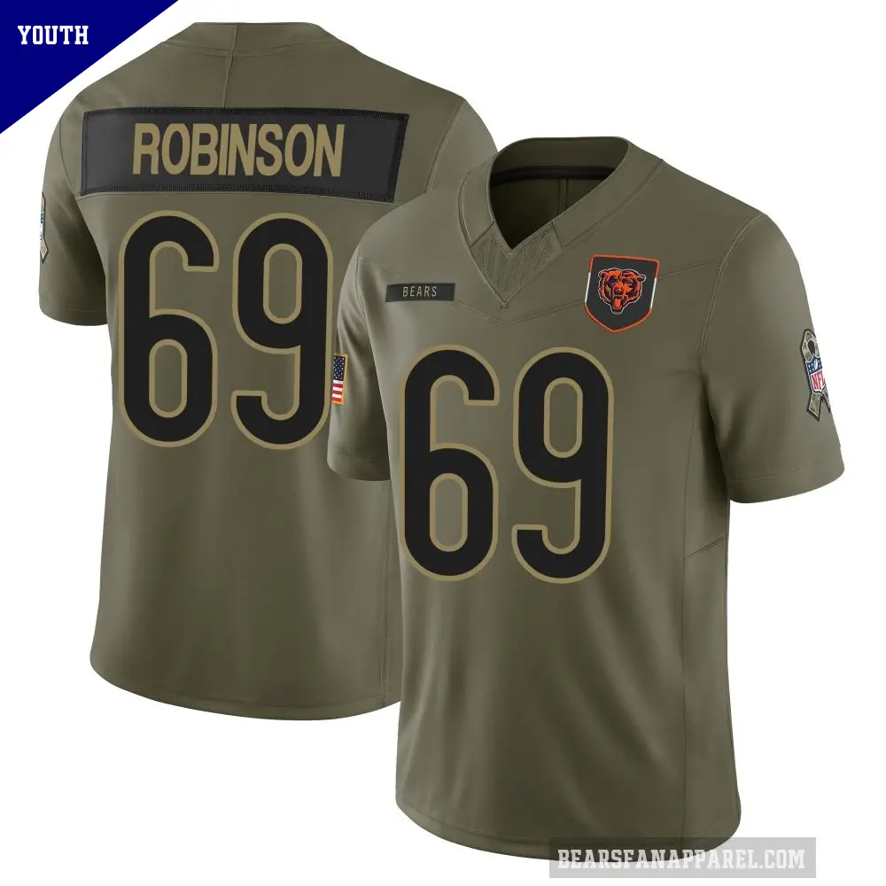 Youth Chicago Bears ＃69 Jereme Robinson Olive Limited 2025 Salute to Service Jersey