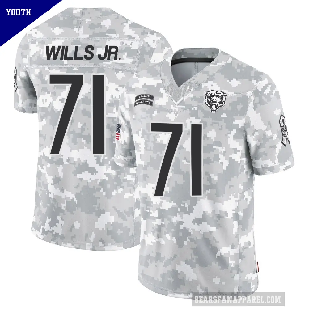 Youth Chicago Bears ＃71 Jedrick Wills Jr. Arctic Camo Limited 2024 Salute to Service Jersey