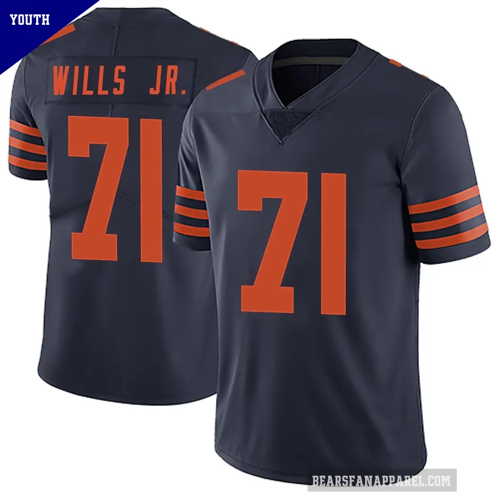 Youth Chicago Bears ＃71 Jedrick Wills Jr. Navy Blue Limited Alternate Vapor Untouchable Jersey