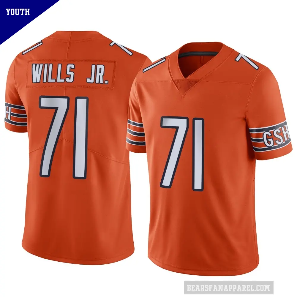 Youth Chicago Bears ＃71 Jedrick Wills Jr. Orange Limited Alternate Vapor Jersey