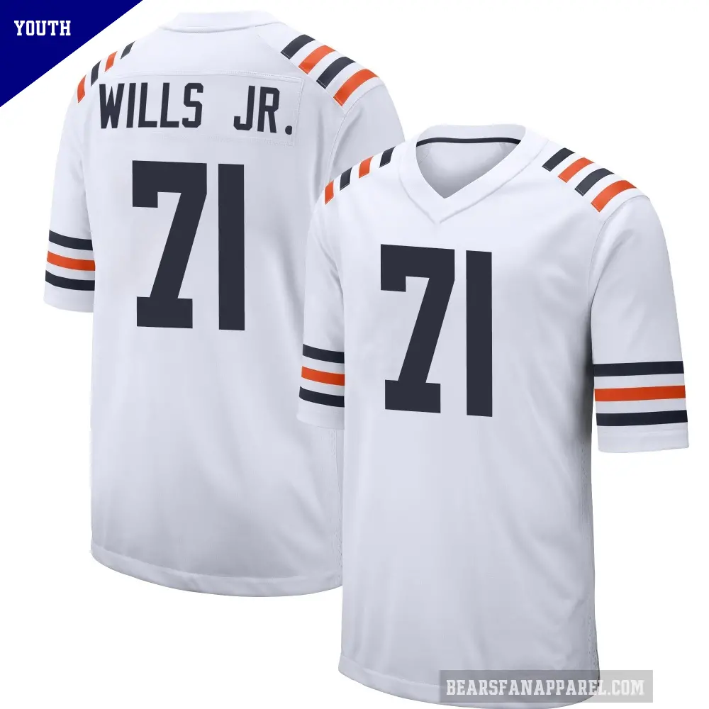 Youth Chicago Bears ＃71 Jedrick Wills Jr. White Game Alternate Classic Jersey