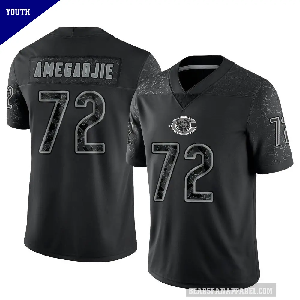 Youth Chicago Bears ＃72 Kiran Amegadjie Black Limited Reflective Jersey