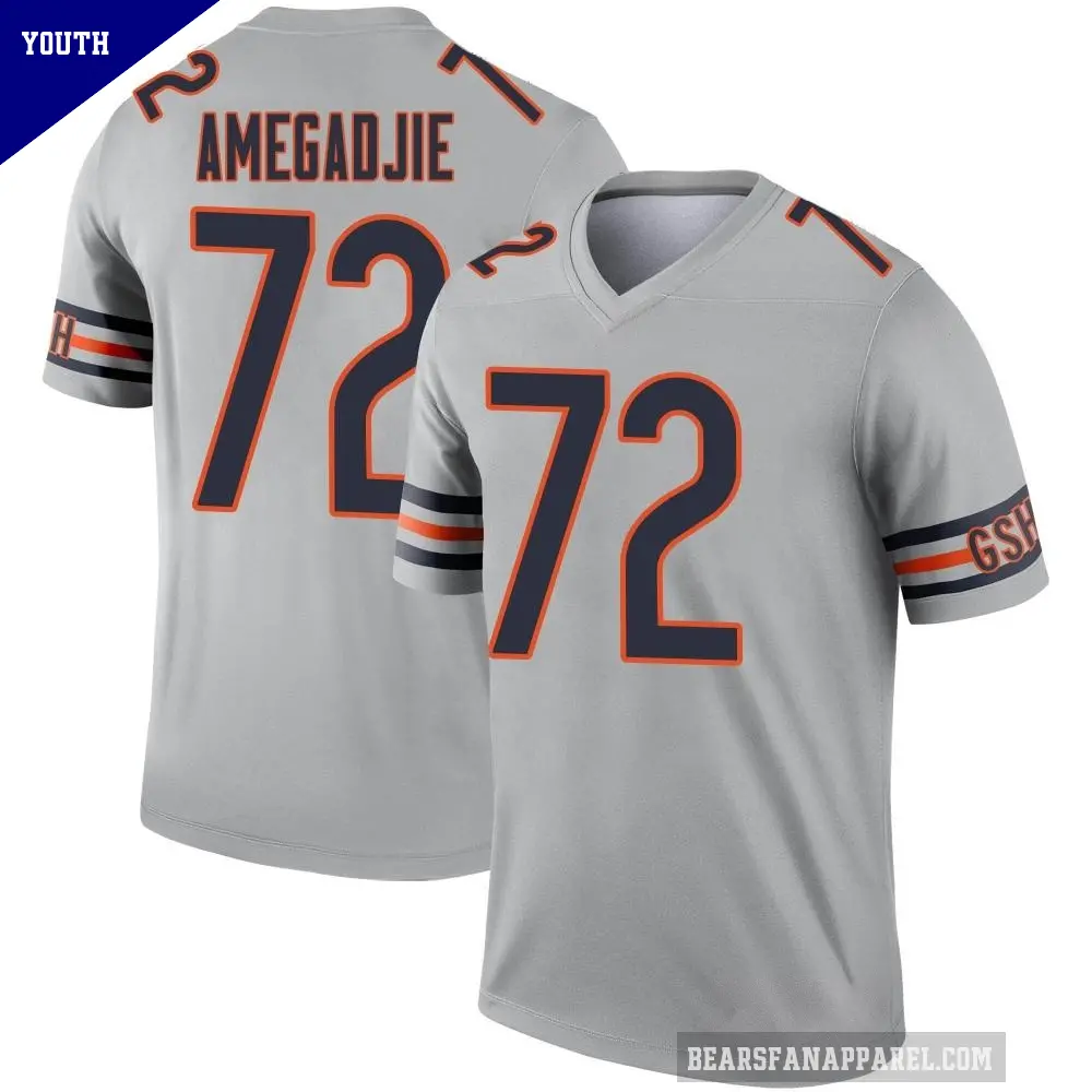 Youth Chicago Bears ＃72 Kiran Amegadjie Legend Inverted Silver Jersey