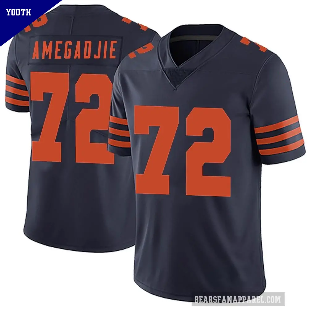 Youth Chicago Bears ＃72 Kiran Amegadjie Navy Blue Limited Alternate Vapor Untouchable Jersey