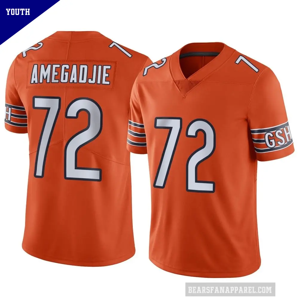 Youth Chicago Bears ＃72 Kiran Amegadjie Orange Limited Alternate Vapor Jersey